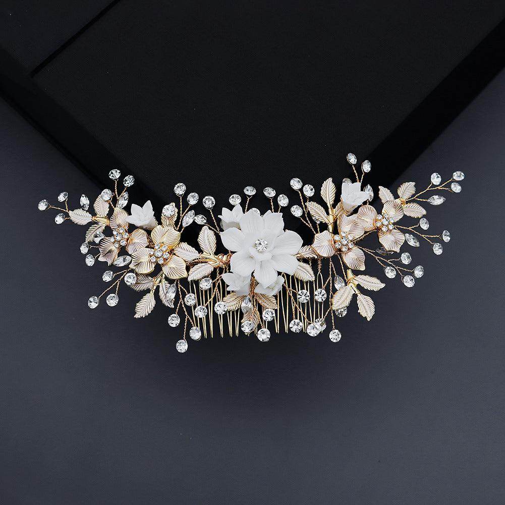 Temperament headdress polymer clay flower handmade hair comb beautiful bride hair comb 610966903102 - COCOMELODY